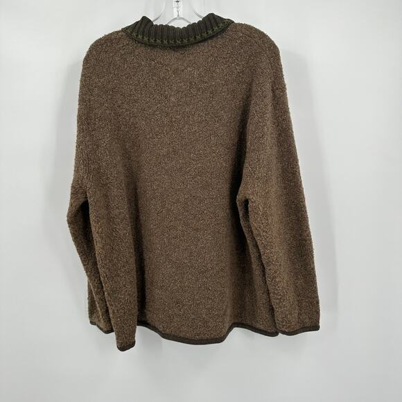 Landhaus Womens Wool Blend Sweater Size XL Brown Embellished 1/4 Zip Cozy - Picture 2 of 7